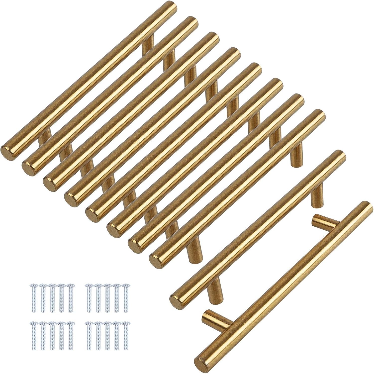 Furniture Hardware Locks - 6-pack 6 inch geborsteld messing kastdeurknopjes,