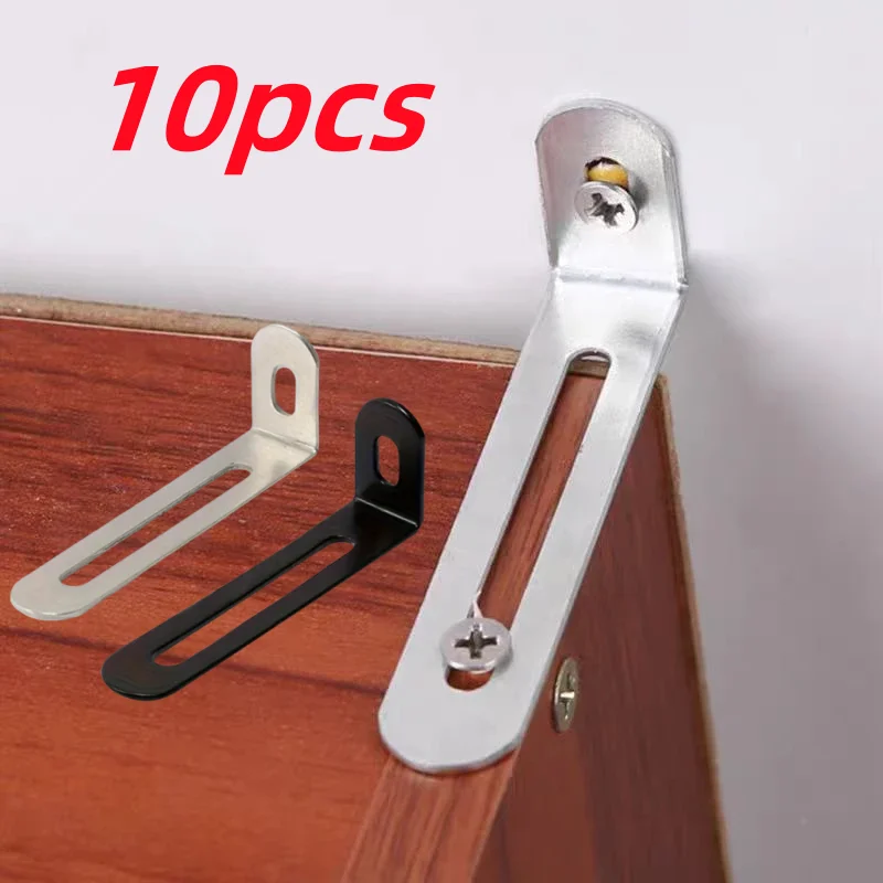 Furniture Hardware Brackets - 10 stuks L-vormige verstelbare hoekbeugels zwart